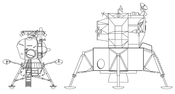 Size comparison of the LK and the Apollo Lunar Module [IMG: Wikipedia CC License]
